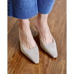 MULE LAURA COURO CAMURÇA CINZA