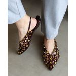 SLINGBACK OLÍVIA COURO MARROM E DOURADO