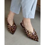 SLINGBACK OLÍVIA COURO MARROM E DOURADO
