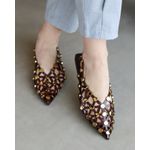 SLINGBACK OLÍVIA COURO MARROM E DOURADO