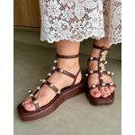SANDÁLIA FLATFORM THAILA MARROM E DOURADO