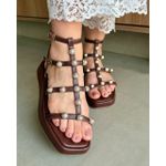 SANDÁLIA FLATFORM THAILA MARROM E DOURADO