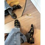 MOCASSIM TEODORA COURO PRETO ABELHAS BORDADAS