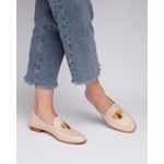 MOCASSIM MARIA ISABEL COURO OFF WHITE ABELHA BORDADA