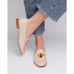 MOCASSIM MARIA ISABEL COURO OFF WHITE ABELHA BORDADA