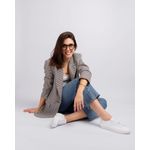 TÊNIS ETC. EM COURO BRANCO COM TRASEIRA PEROLADA E CADARÇO DE ELÁSTICO