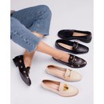 MOCASSIM TEODORA COURO PRETO ABELHAS BORDADAS