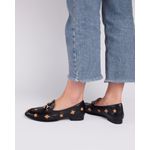 MOCASSIM TEODORA COURO PRETO ABELHAS BORDADAS