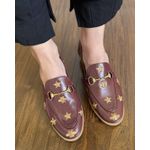 MOCASSIM TEODORA COURO CHERRY ABELHAS BORDADAS