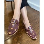 MOCASSIM TEODORA COURO CHERRY ABELHAS BORDADAS