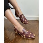 MOCASSIM TEODORA COURO CHERRY ABELHAS BORDADAS