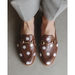 MOCASSIM TEODORA COURO MARROM MARGARIDAS (EDIÇÃO LIMITADA)