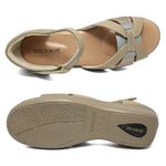 Sandália Comfort Esporão em Couro Legítimo - 190003 - Light Tan / Cinza / Ouro Velho LIGHT TAN/CINZA/OURO VELHO