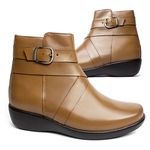 Bota Feminina Cano Baixo Anatômica em Couro Legítimo -19368 - Linhaça LINHAÇA