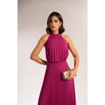 Vestido Longo De Chiffon Plissado - Elegância E Leveza Para Ocasiões Especiais Fucsia