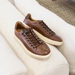 Sapatênis Masculino Extremamente Confortável em Couro Legítimo - LC29000 - Canela CANELA