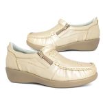 Sapato Feminino Super Confortável em Couro Legítimo - 6868 - Ouro Velho OURO VELHO