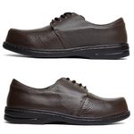 Sapato Masculino Indicado para Diabético em Couro Legítimo - 66002 - Marrom BROWN