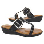Chinelo Feminino Anatômico em Couro Legítimo - 12200 - Preto PRETO