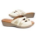 TAMANCO ANATÔMICO EM COURO LEGÍTIMO DOCTOR PÉ - 19157 OFF WHITE/DOURADO