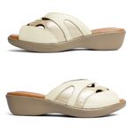 TAMANCO ANATÔMICO EM COURO LEGÍTIMO DOCTOR PÉ - 19157 OFF WHITE/DOURADO