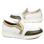 TÊNIS EXTRA CONFORTO DOCTOR PÉ EM COURO LEGÍTIMO - 2604 OLIVA/BRANCO/OURO VELHO