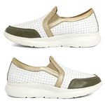 TÊNIS EXTRA CONFORTO DOCTOR PÉ EM COURO LEGÍTIMO - 2604 OLIVA/BRANCO/OURO VELHO