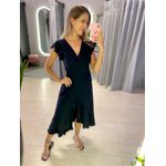 VESTIDO MIDI ENVELOPE MANGA CURTA PRETO LISO