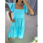 VESTIDO TRICOLINE BABADOS AZUL CLARO