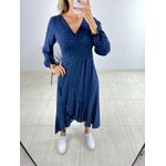 VESTIDO MIDI ENVELOPE MANGA LONGA POA AZUL MARINHO 