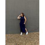 Vestido Longo Cavado Malha Premium AZUL MARINHO