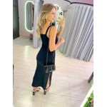 VESTIDO CANELADO FENDA PRETO