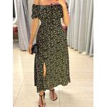 VESTIDO MIDI VIOLETA PRETO/NUDE