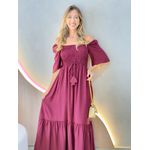 VESTIDO FERNANDA MANGA CURTA BORDO