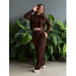 Calça Pantalona em Moletinho com elástico no cós MARROM