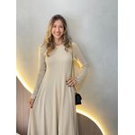 VESTIDO YASMIN CANELADO MANGA LONGA AREIA