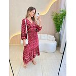 VESTIDO MIDI VANESSA MARSALA FLORIDO