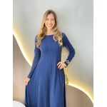 VESTIDO YASMIN CANELADO MANGA LONGA AZUL MARINHO