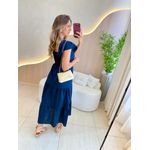 VESTIDO TRICOLINE BABADOS AZUL MARINHO