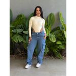 Calça Jeans Wide Legg Cargo Cherry 544 LAVAGEM MEDIA 