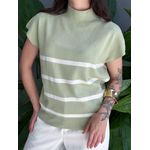 Blusa Marina Em Tricot Listrado VERDE COM BRANCO