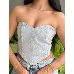 Corselet Jeans com Aplicação de Brilhos LAVAGEM CLARA 