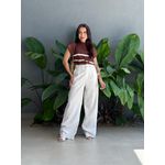 Blusa Marina Em Tricot Listrado MARROM COM BRANCO