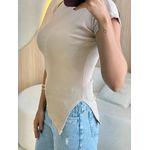 BLUSA ASSIMETRICA CANELADA NUDE