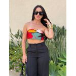 Lenço Estampado Floral Fundo Preto Com Vermelho