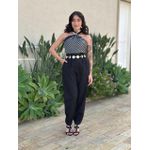 Lenço Multiformas De Amarração Estampado Preto E Creme