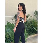 Lenço Multiformas De Amarração Estampado Preto E Creme