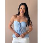 Blusa Bata Sem Alças Em Tule Azul Bebe