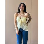 Blusa Bata Sem Alças Em Tule Amarelo Manteiga
