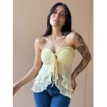 Blusa Bata Sem Alças Em Tule Amarelo Manteiga